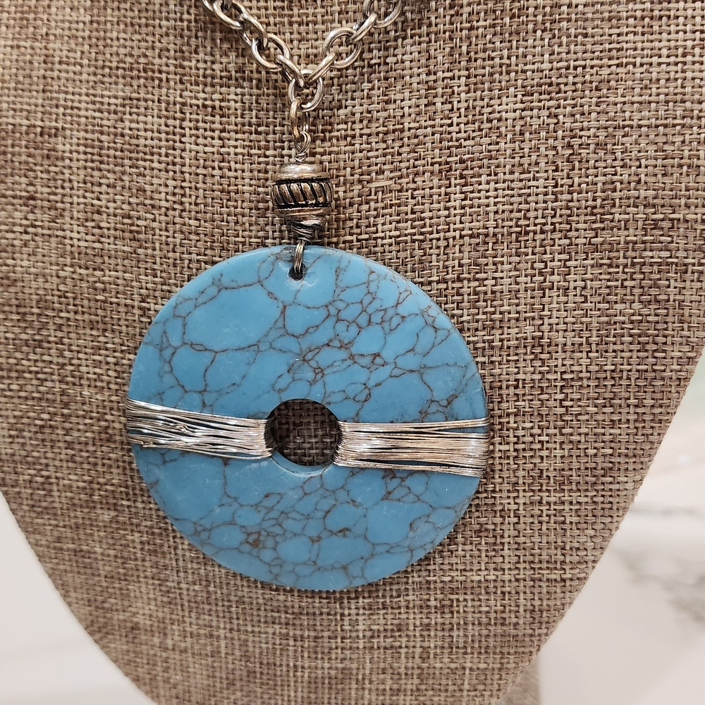 Artisan Boho Round Turquoise Handmade Original Necklace 18" - 21" 🪬